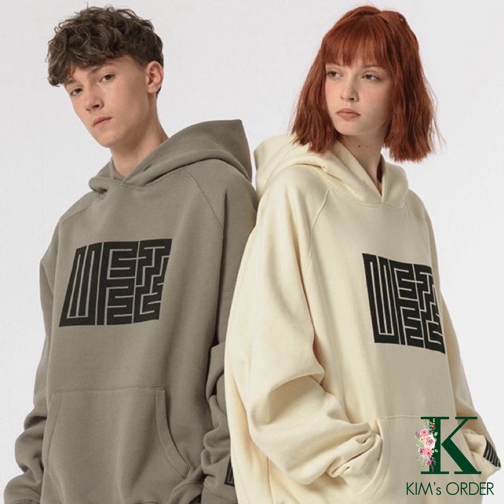 Áo Khoác Hoodie Nam Nữ Unisex Đồ Đôi Màu Nâu Xám Be Hoạ Tiết Mê Cung Phom Rộng Dài Tay Có Mũ Phong Cách Ulzzang Loại 1