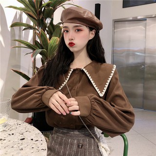 (Có sẵn) áo sơ mi nữ cổ thuỷ thủ thêu (kèm ảnh thật)