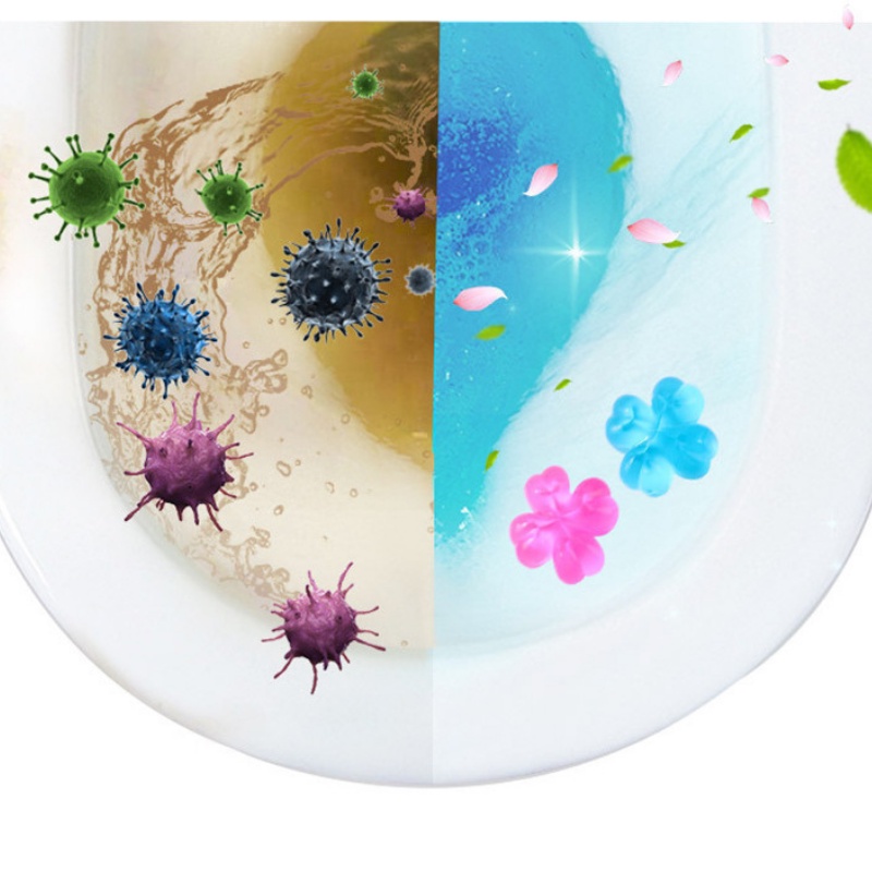 Gel khử trùng bồn cầu diệt khuẩn toilet, gel thơm nhà vệ sinh dạng thạch hình bông hoa đủ mùi