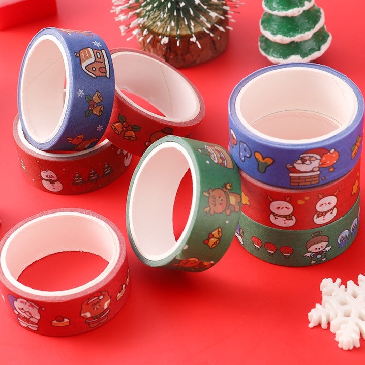 WASHI TAPE CUTE CHỦ ĐỀ NOEL, CHRISTMAS HÌNH BÁNH QUY, NGƯỜI TUYẾT, TUẦN LỘC