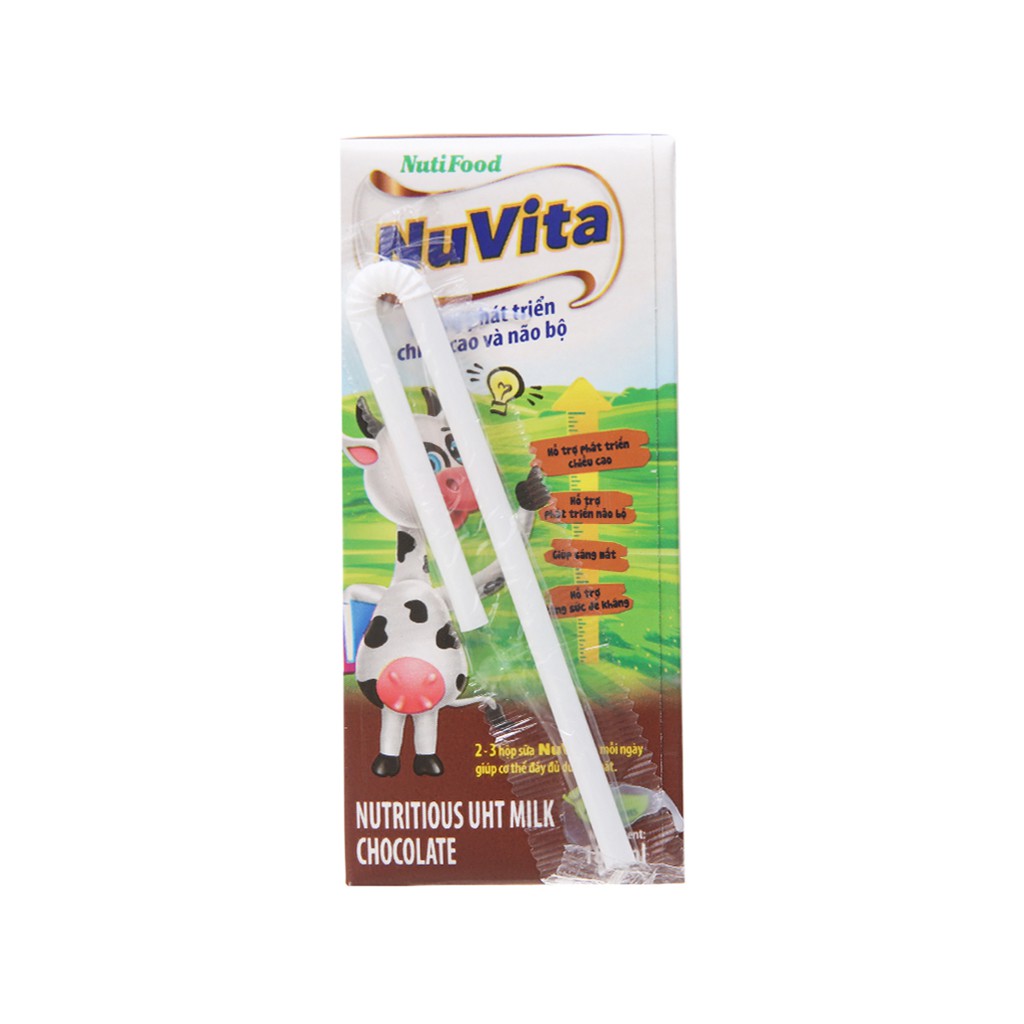 Lốc 4 hộp sữa tiệt trùng socola Nuvita 180ml