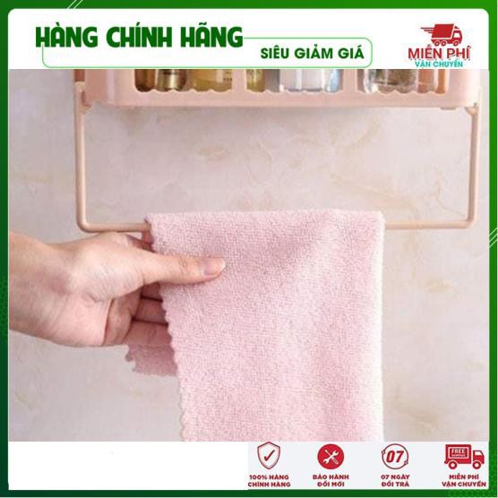 Kệ chữ nhật hút chân không treo đồ nhà tắm có giá treo khăn tiện dụng - Gia Dụng Thông Minh