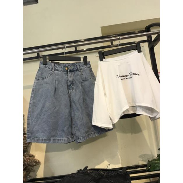 Set áo croptop 2 món + quần bò hot