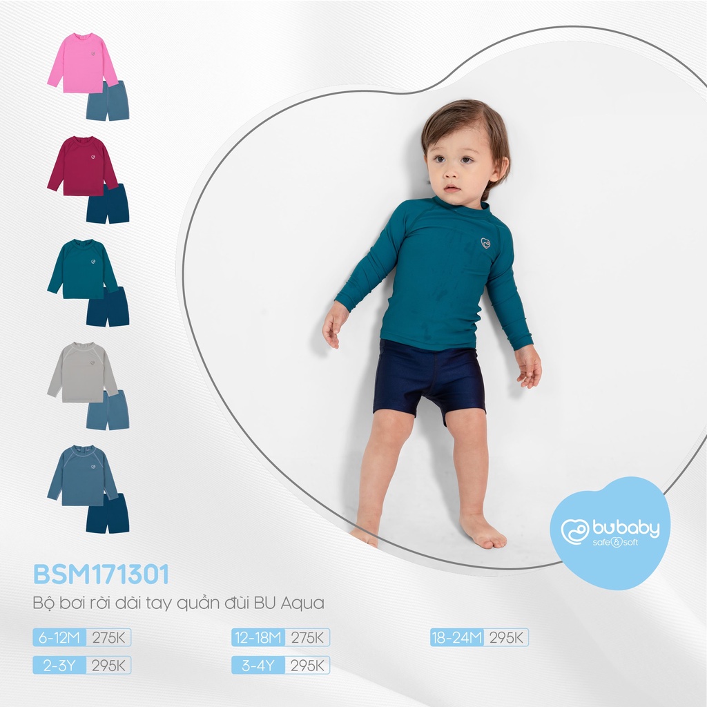 [CHÍNH HÃNG] Bộ bơi rời dài tay quần đùi trẻ em Aqua BSM171301 Bu