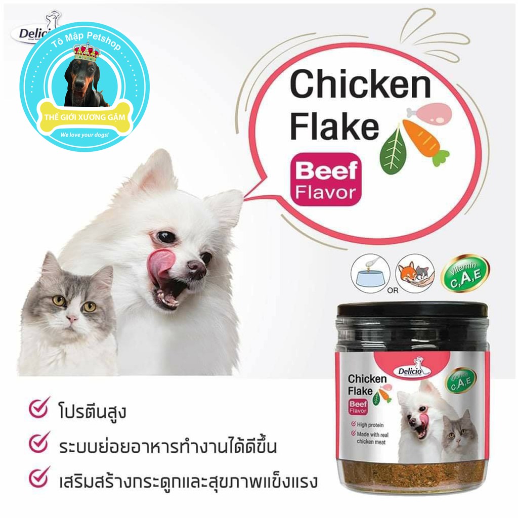 DELICIO TOPPING BỔ SUNG DINH DƯỠNG CHO CHÓ MÈO KÉN ĂN DELICIO FLAKES 100GR