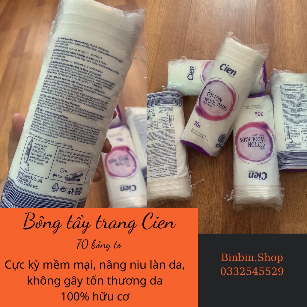 Bông tẩy trang Cien 70 miếng to