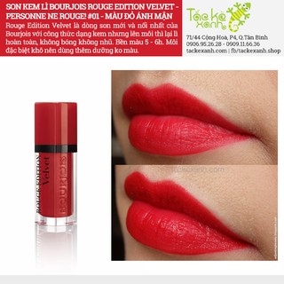 Son Kem Lì Bourjois - 01 Personne Rouge - Đỏ Ánh Mận