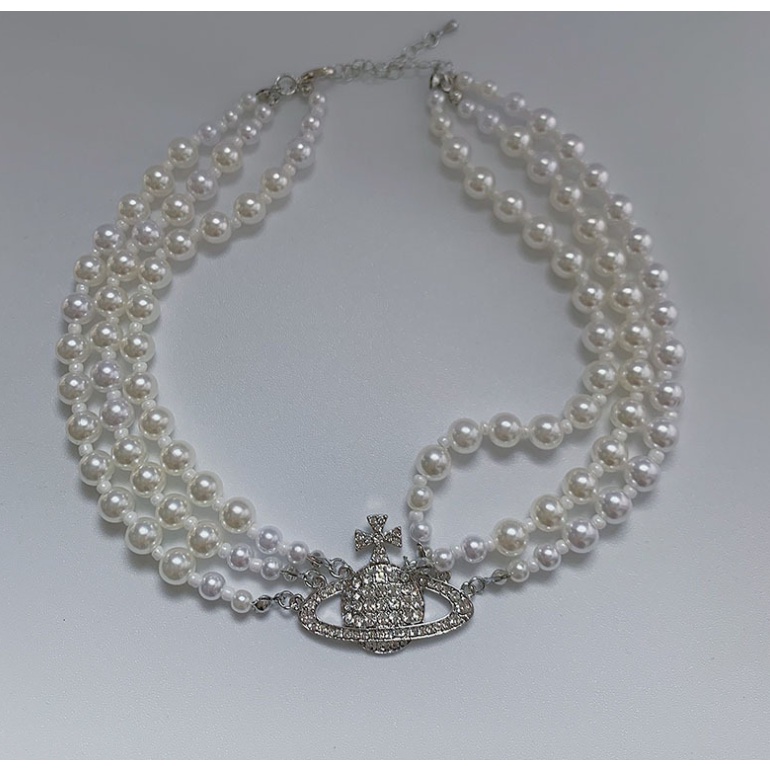 Vòng cổ Ngắn Đính Ngọc Trai Phong Cách retro Âu Mỹ