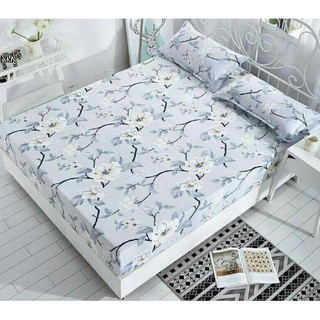 Ga trải giường poly 1m8-123giare mẫu hoa ghi