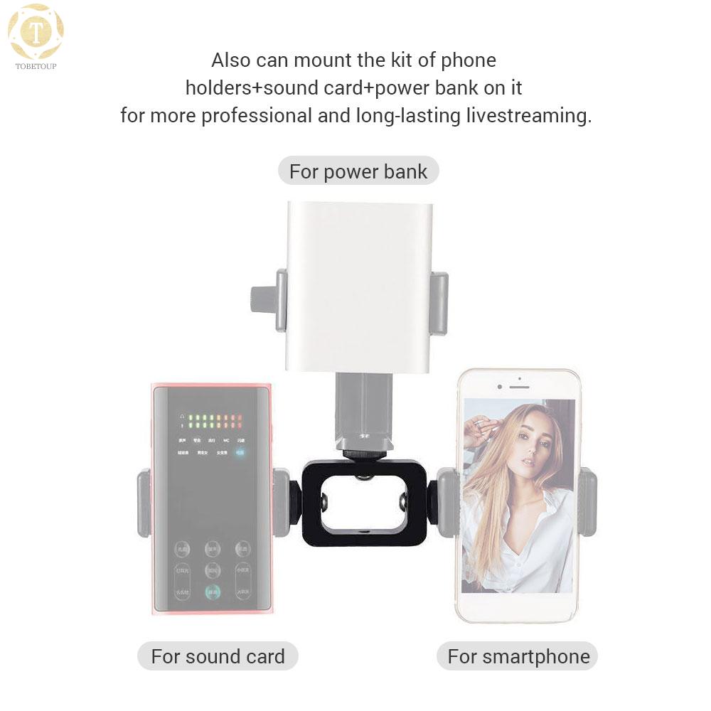 Shipped within 12 hours】 Metal 3-Phone Live Streaming Stand Extension Bracket Stand with 1/4 Inch Screw Mounts for Live Streaming Vlogging Selfie-portrait Photography Extension Bracket [TO]