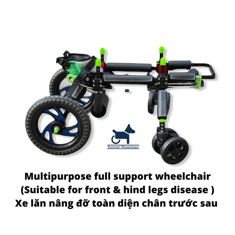 Xe lăn chó 4 bánh size L thanh đỡ cằm AMERICA Dog wheelchair 4 wheels full support with chin rest America technology