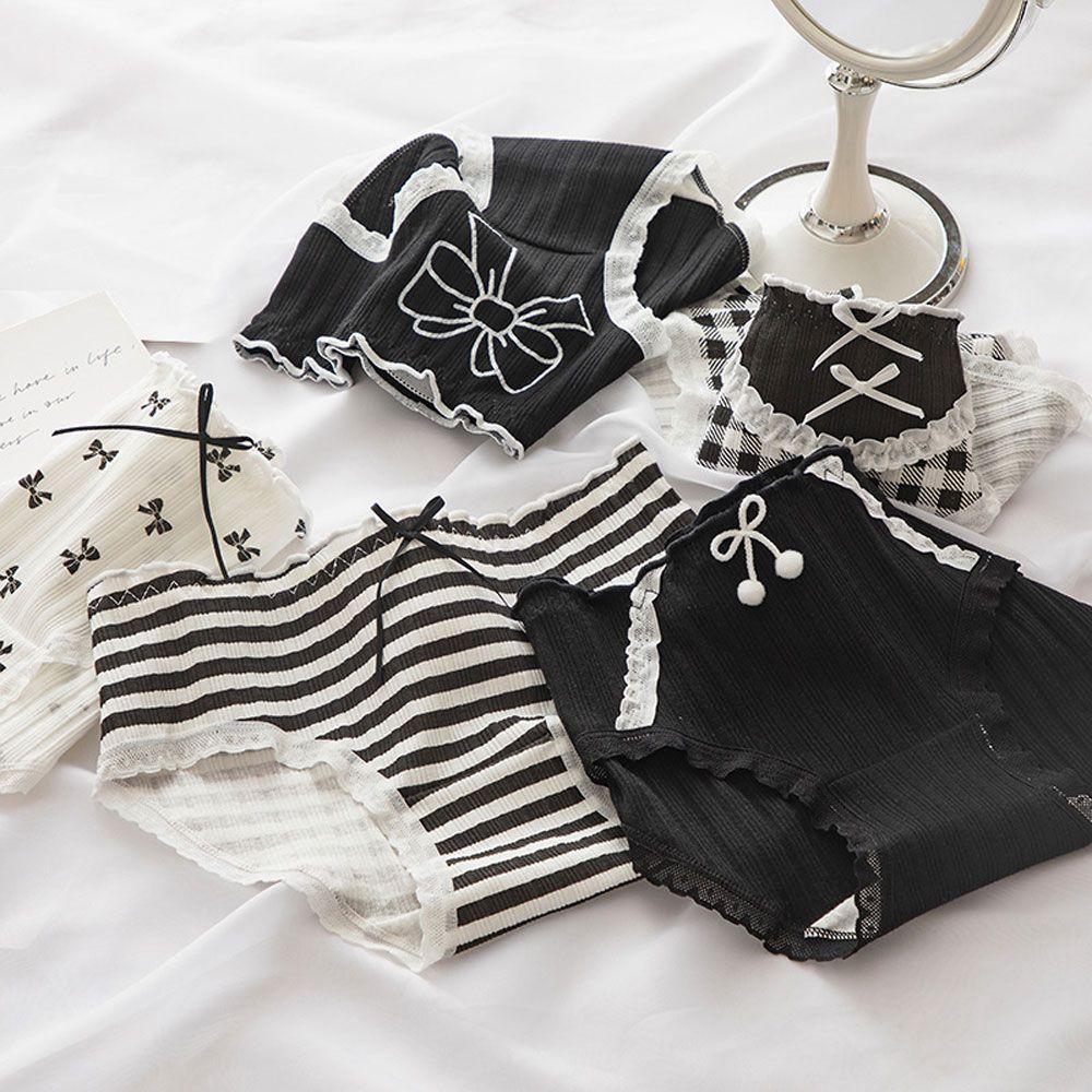 Set 6 Quần Lót Harajuku Mềm Mại Phong Cách Ngẫu Nhiên Cho Nữ