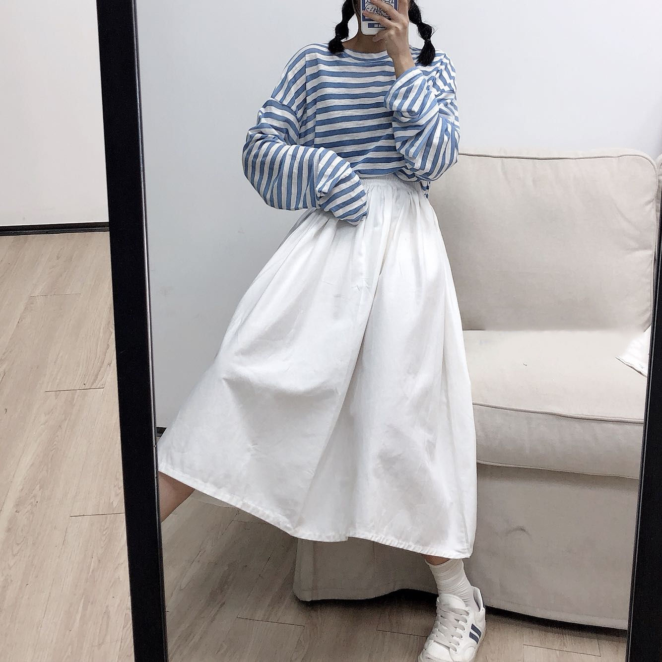 Chân Váy Chữ A Lưng Cao Phối Túi Phong Cách Hàn Quốc Unique | BigBuy360 - bigbuy360.vn