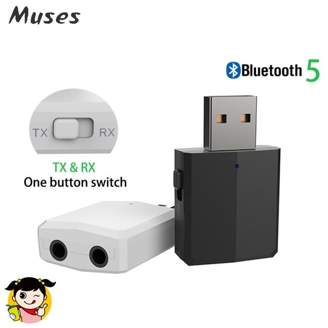 Đầu USB chuyển đổi thu / phát âm thanh Bluetooth 5.0 cho TV 3.5mm mini AUX đa năng có công tắc