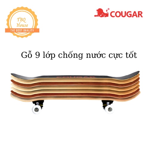 Ván Trượt thể thao, Skateboard Chính Hãng COUGAR Gỗ Ép Cao Cấp 9 Lớp - VTCG