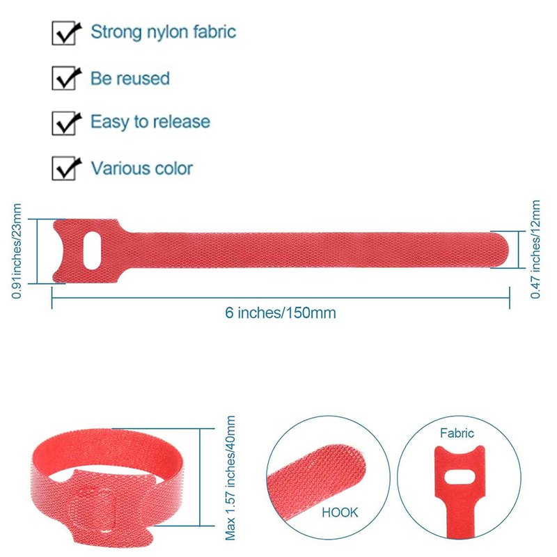 10-Gói Dây Đeo Cáp Velcro Có Thể Tái Sử Dụng Để Quản Lý Dây Cáp