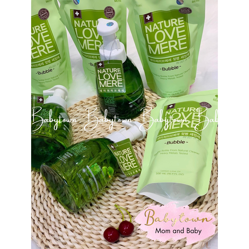 Nước rửa bình sữa tạo bọt hữu cơ Nature Love Mere Naturelovemere chai 550ml/ túi 500ml