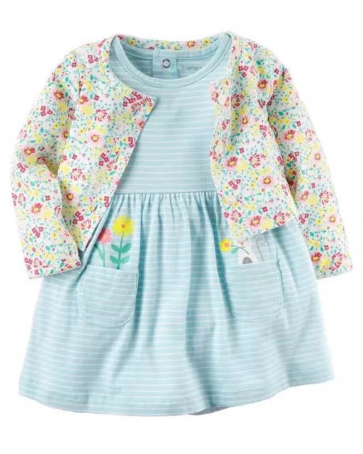 Set váy + áo khoác Caster dư xịn , Size 6M-24m