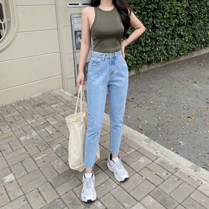 Quần Mom Jeans Cắt Lai