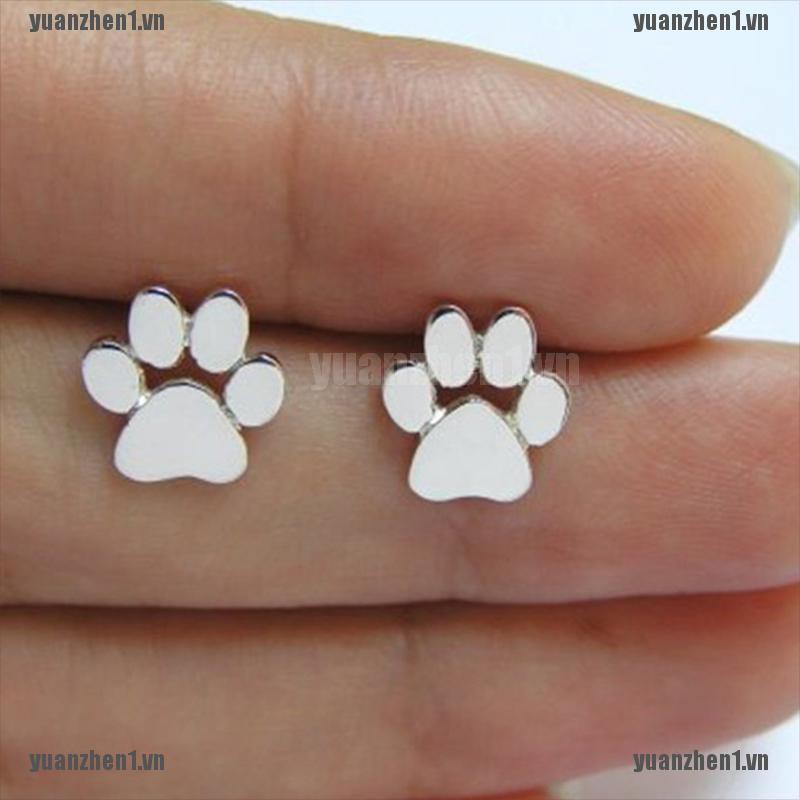 1 Đôi Bông Tai Hình Dấu Chân Chó Mèo Dễ Thương