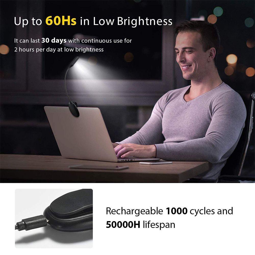 Đèn LED Kẹp Đọc Sách Có Thể Sạc Lại Được Thiết Kế Mới