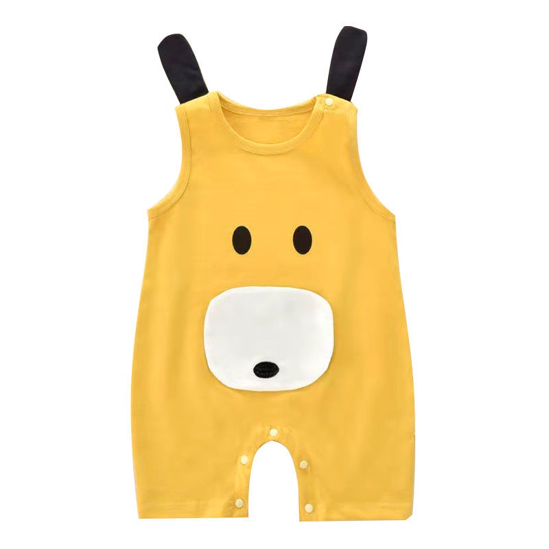 Bộ Áo Liền Quần Mùa Hè Không Tay Bằng Vải Cotton Dễ Thương Cho Trẻ Sơ Sinh