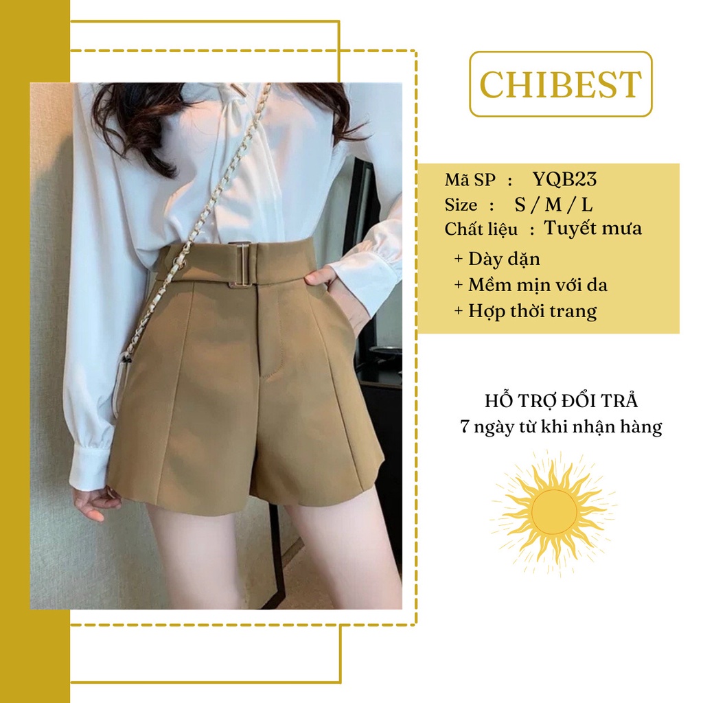 Quần short nữ quần đùi nữ đai nút bấm CHIBEST YQB23