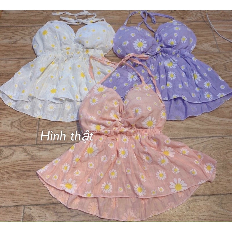 Áo mút ngực hoa cúc cột cổ yếm | BigBuy360 - bigbuy360.vn