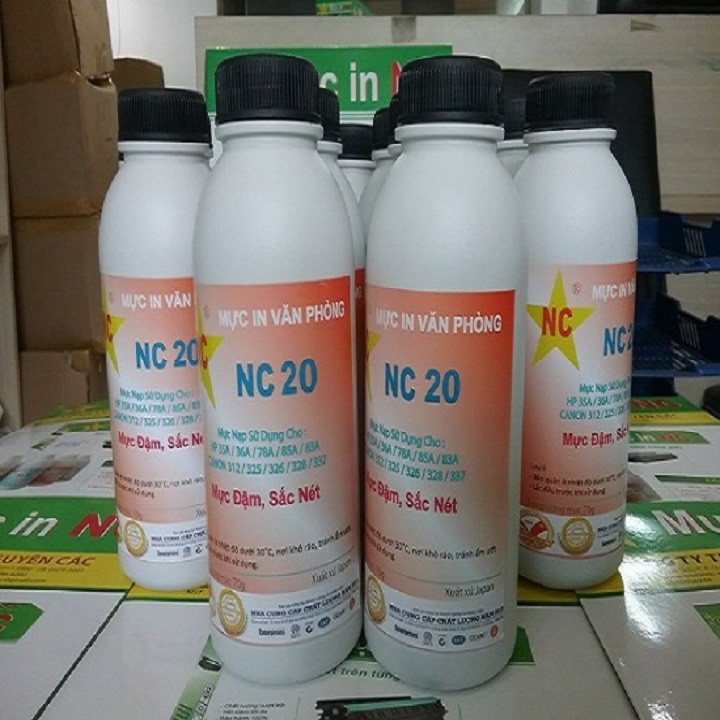 5 hủ mực nạp hộp zin 35a, 85a, 83a, 36a, 78a, 79a, Canon 312, 325, 326,328. Bình, chai bơm, đổ hộp mực máy in chính hãng