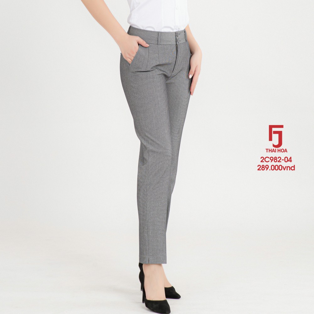 Quẩn tây nữ công sở 9 tấc đẹp bigsize màu xám trơn Thái Hoà 2c982-04-01