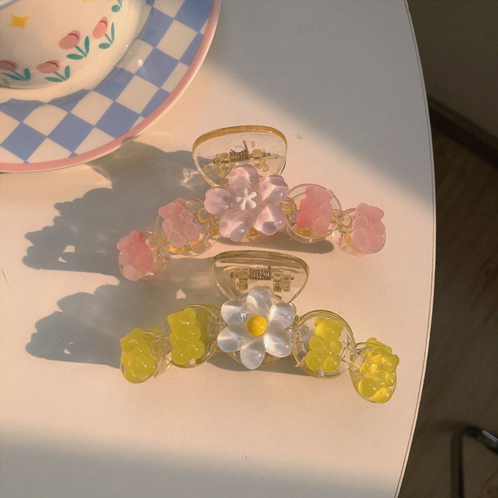 Kẹp Tóc Nhựa Hình Bông Hoa Màu Vàng Phong Cách Hàn Quốc Mới Cho Nữ