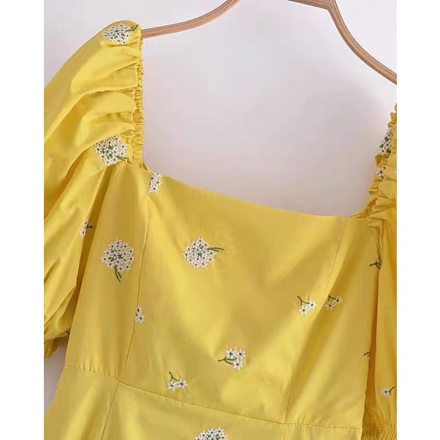 Đầm hoa vàng hàng TQXK