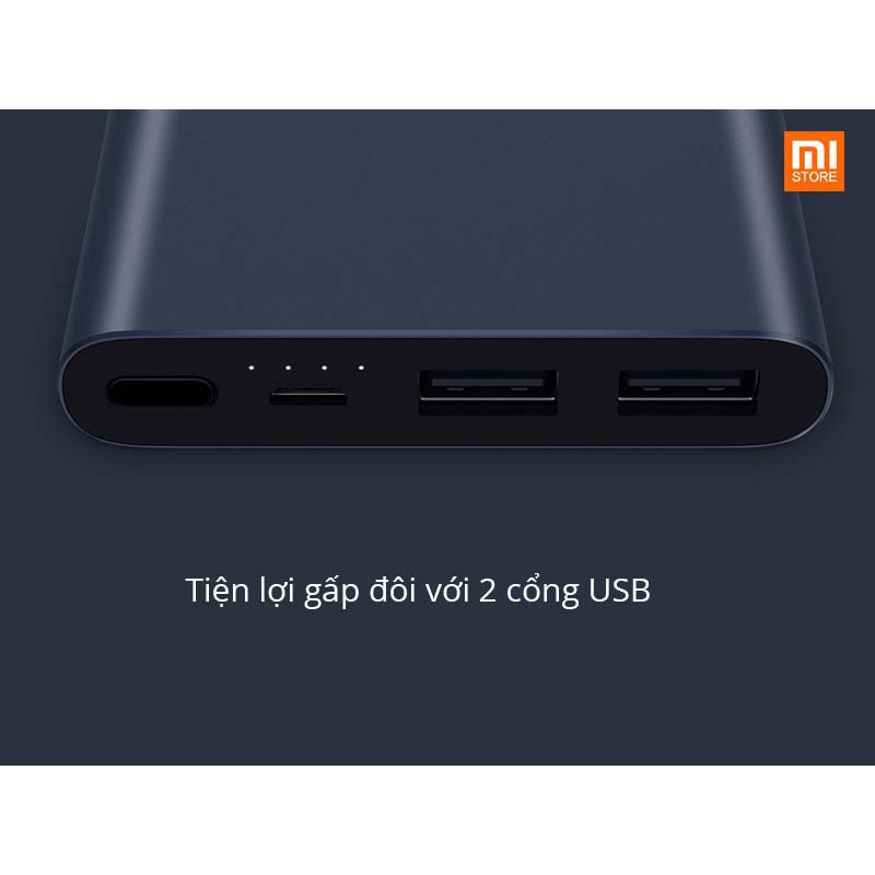 Pin Xiaomi Gen2S 10000mah 2USB - Digiworld Phân Phối