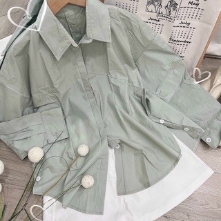 SƠMI XẺ TÀ XANH MINT