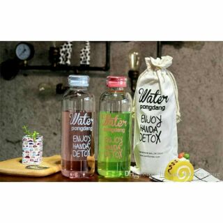 Bình nước detox Pongdang tặng kèm túi vải, chai đựng nước nhựa.