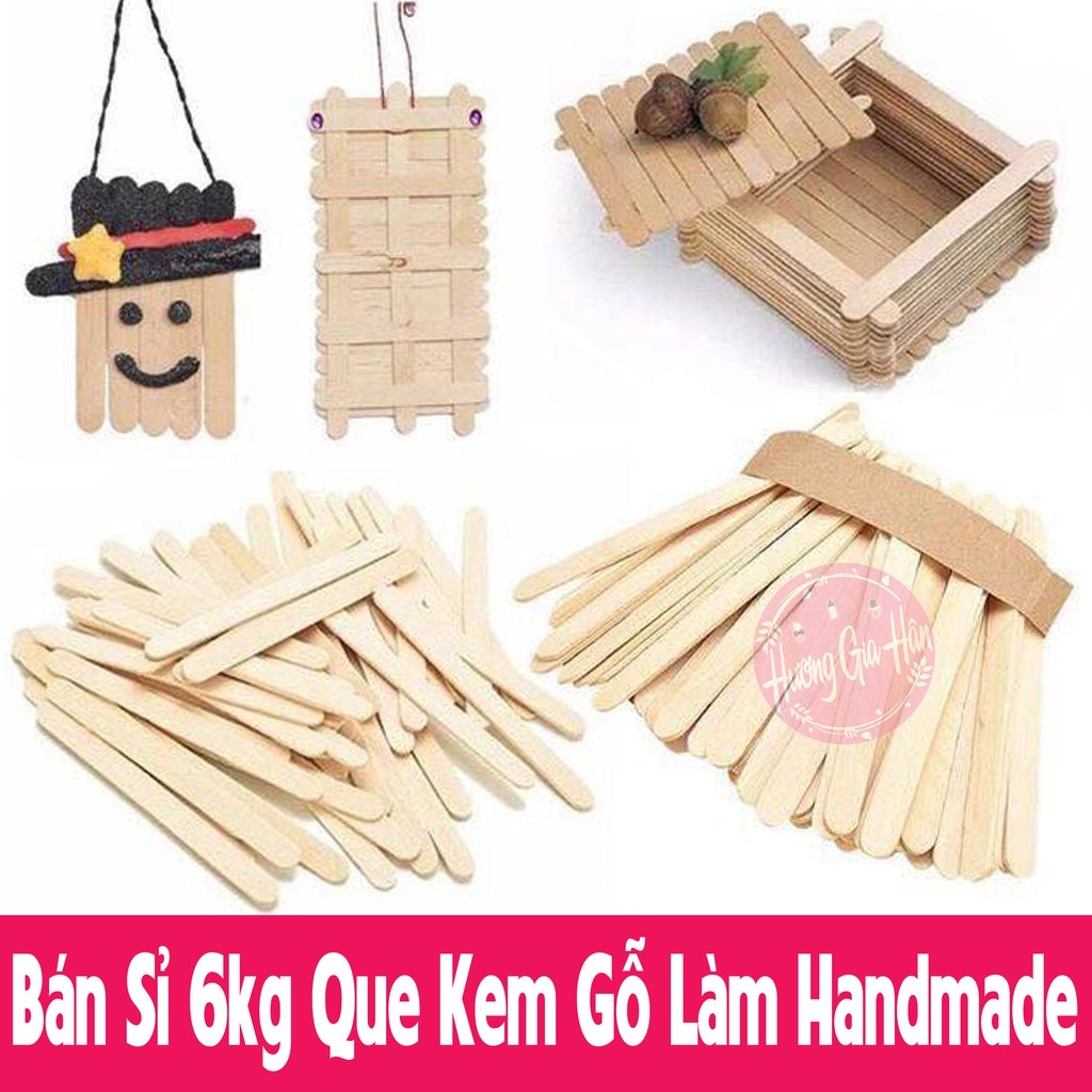 Bán Sỉ 6kg Que Kem Gỗ Làm Handmade, đồ giáo dục Montessori (11,5x1cm)