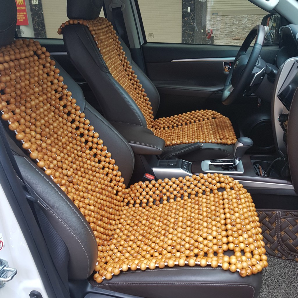 Đệm lót ghế ô tô hạt gỗ Pơ Mu 100% tự nhiên tựa lưng massage trên ô tô - Dạng cài đàn - Trọng lượng: 2,7Kg