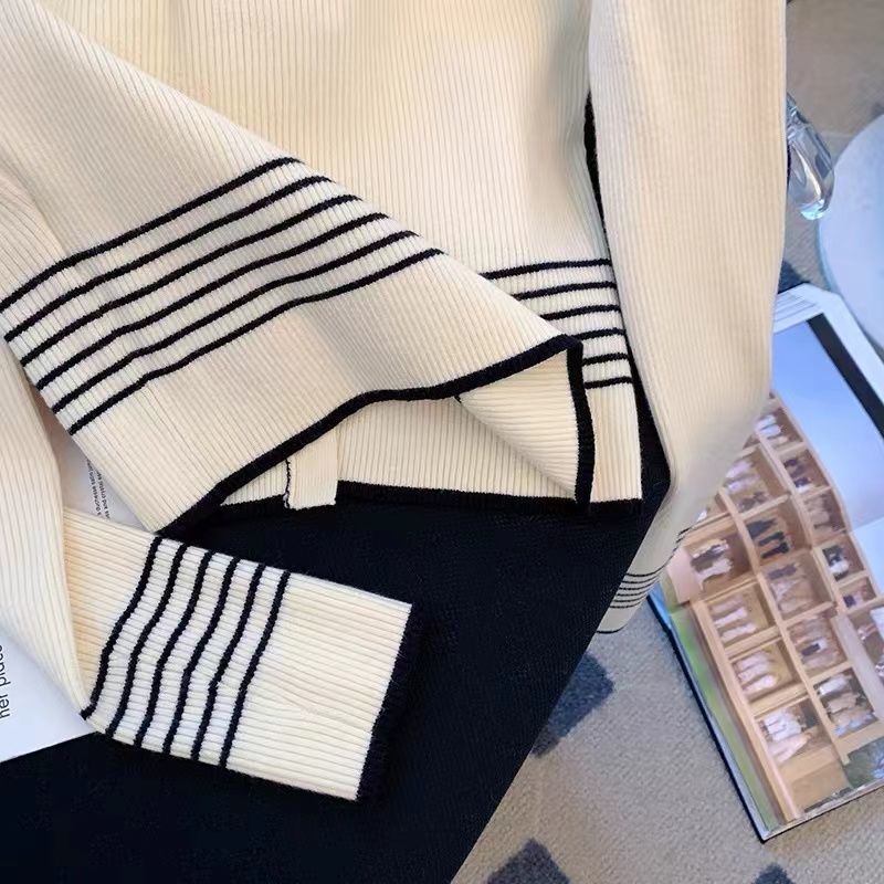 Áo cardigan Dệt Kim Cổ polo Dáng Ôm Họa Tiết Kẻ Sọc Thời Trang Mùa Thu Hàng Mới Dành Cho Bạn Nữ