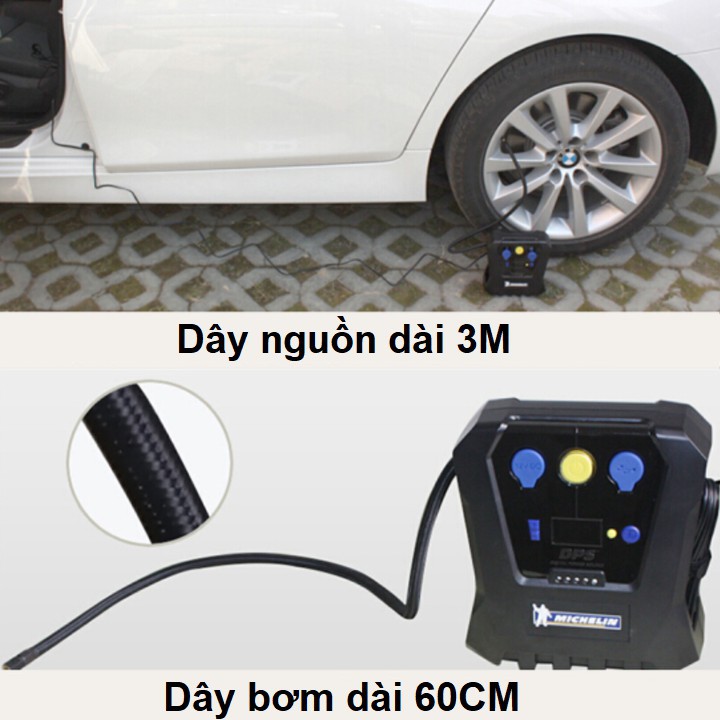 Máy bơm lốp ô tô tự ngắt thương hiệu cao cấp Michelin 4398ML - Áp suất bơm tối đa: 150PSI - Hàng Nhập Khẩu