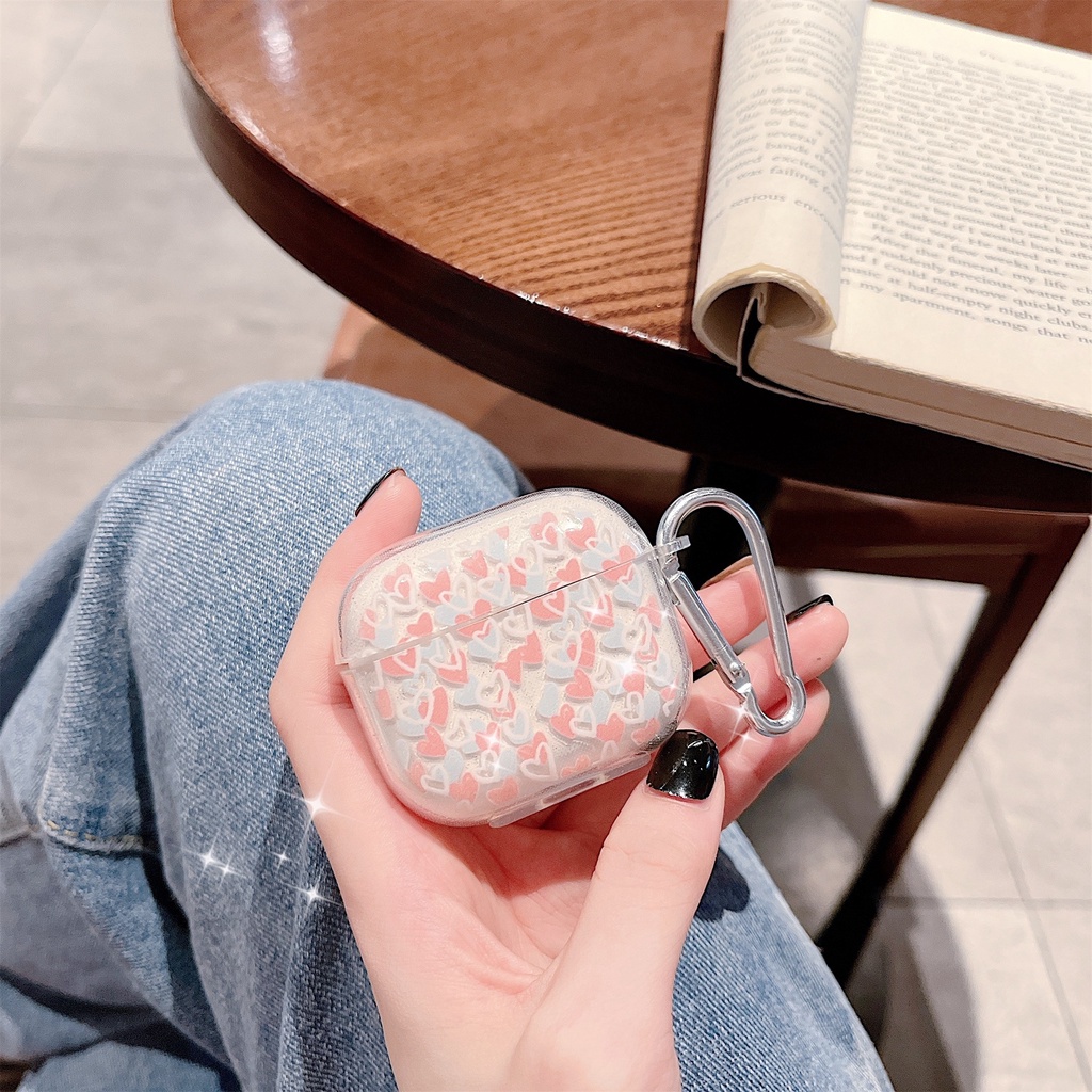 Vỏ Bảo Vệ Hộp Sạc Tai Nghe Airpods pro 1/2/3 Bluetooth Không Dây Bằng TPU Mềm Họa Tiết Trái Tim Đơn Giản Dễ Thương