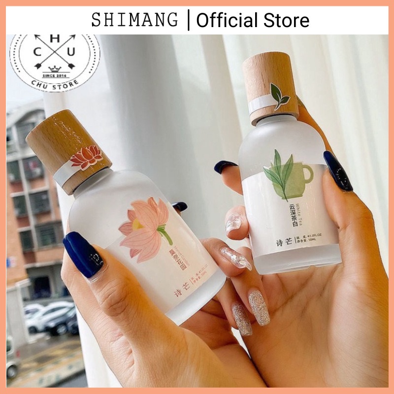 Nước Hoa Body Mist Shimang Trà Thơ Mẫu Mới Nắp Gỗ Thân Thủy Tinh Vỏ Mờ Sang Trọng SNHG1