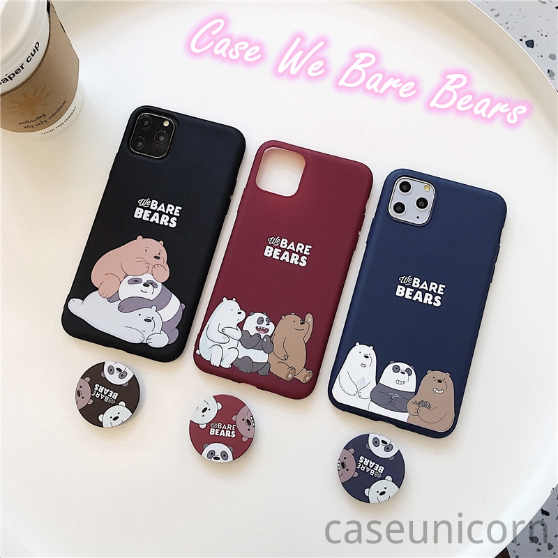 Ốp điện thoại họa tiết hoạt hình We Bare Bears kèm giá đỡ cho iPhone 11 Pro Max 6s 6 7 8 Plus 12 Pro Max iPhone XR X XS Max 12 mini