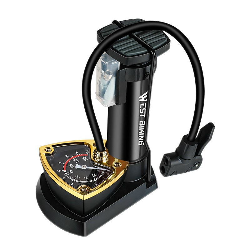 Bơm Hơi Đạp Chân West Biking Áp Suất Cao 140PSI Cho Xe Đạp Đường Trường MTB Kèm Ống Đồng Hồ Bơm Hơi Sàn Xe