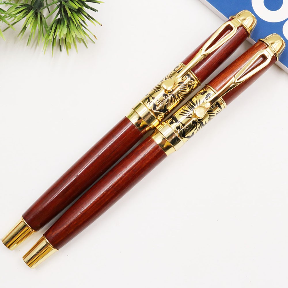 bbyes New Jinhao bằng gỗ đỏ có khắc hoa thối Bút viết bút chì trung bình