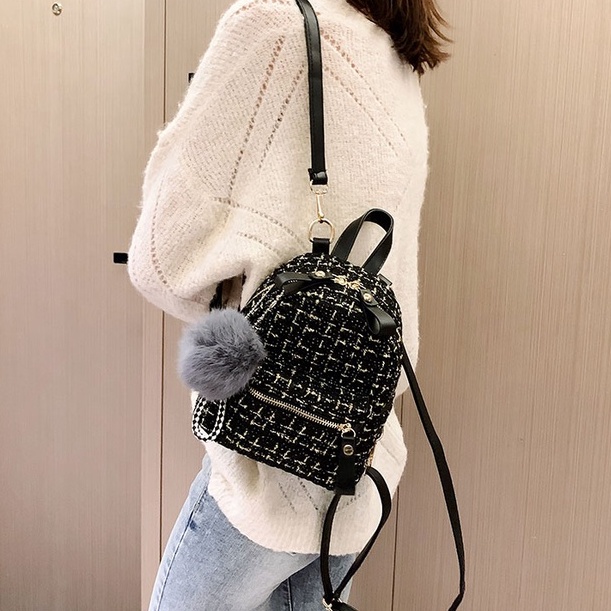 Balo Nữ Đẹp, Balo Kẻ Dạ Mềm Siêu Xinh Phong Cách Hàn Quốc SPB 105