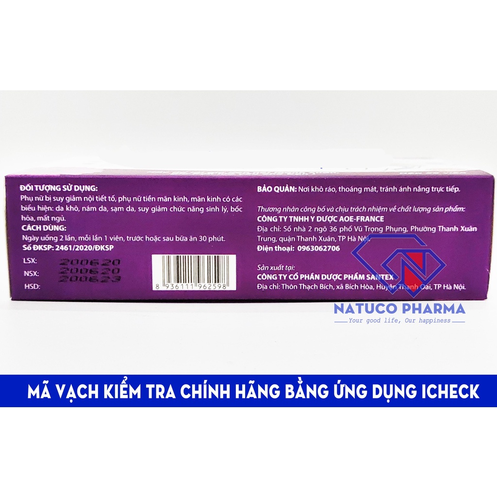 Viên uống tăng nội tiết tố nữ SÂM NGỌC NỮ Queen Spa, giảm nám sạm da, ổn định kinh nguyệt, tăng sinh lý nữ - Vỉ 30 viên