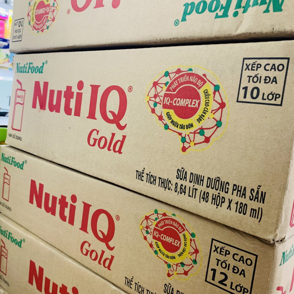 [Mã 267FMCGSALE giảm 8% đơn 500K] Thùng sữa Nuti IQ GOLD Nutifood 48x180ml