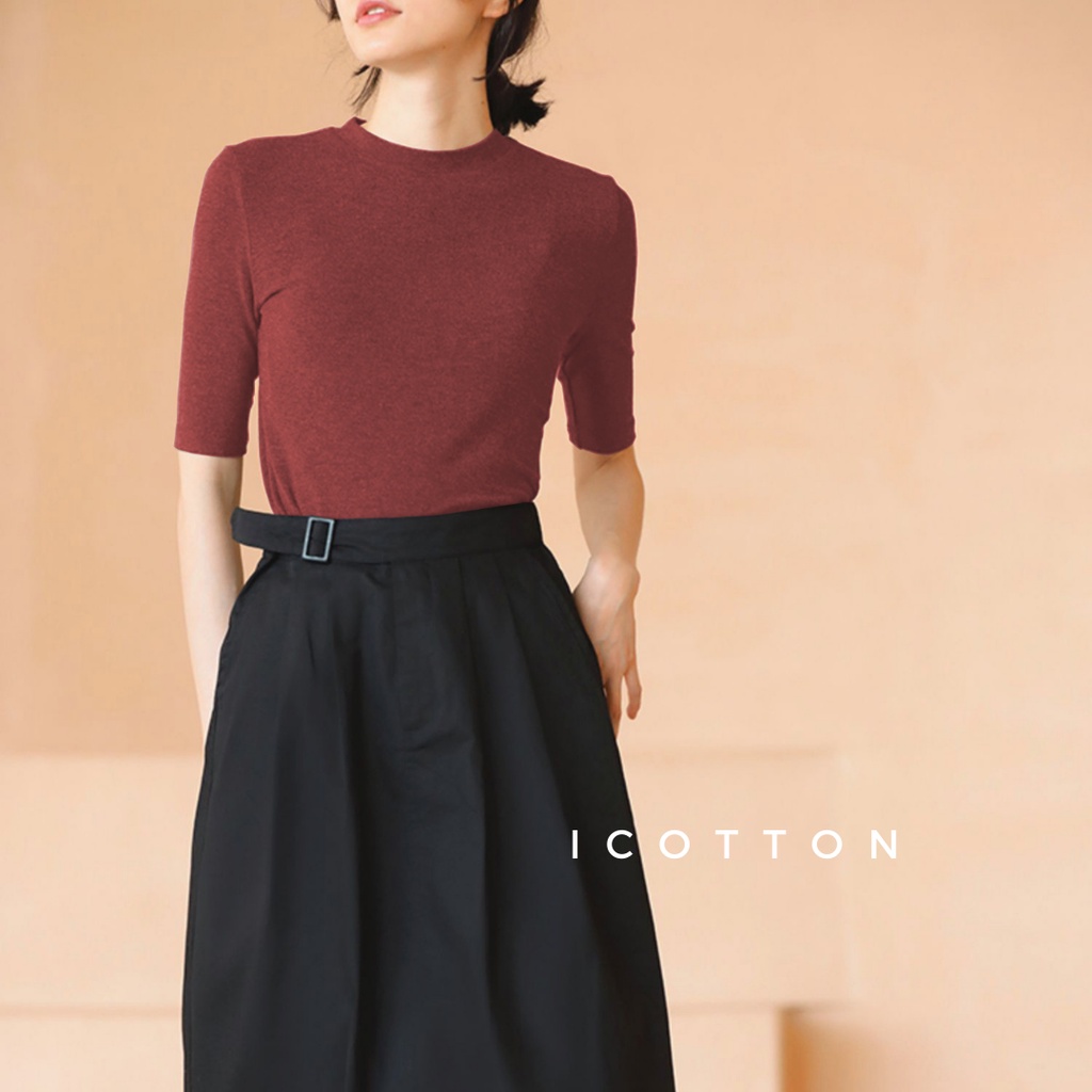 Áo thun cộc tay cổ 3 phân Icotton dày dặn cao cấp