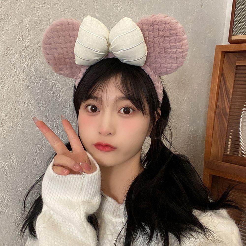 ANEMONE Băng Đô Tai Gấu Hoạt Hình Phong Cách Vintage Dùng Rửa Mặt Trang Điểm Thanh Lịch