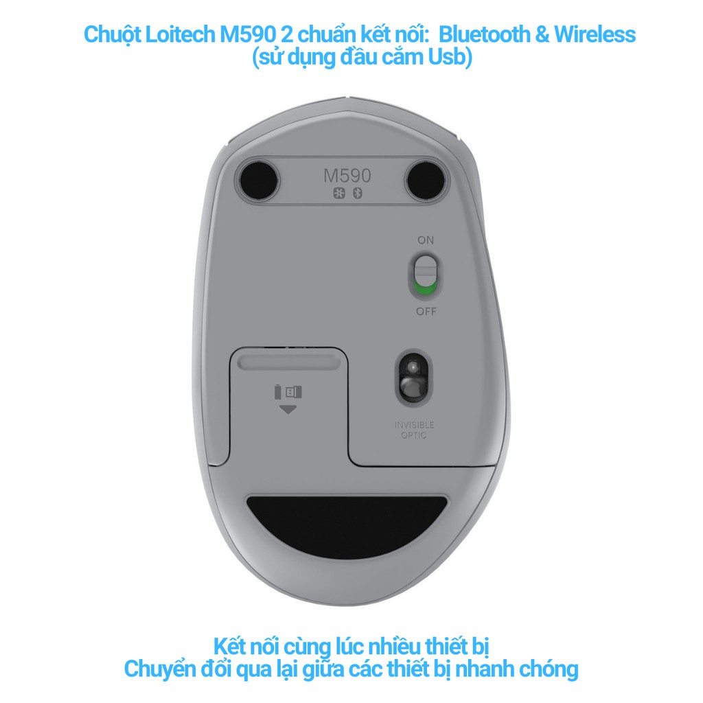 Chuột Bluetooth ⚡𝐁𝐇 𝟏𝟐𝐓⚡ Logitech M590 chuột không dây Macbook, iPad, máy tính Laptop